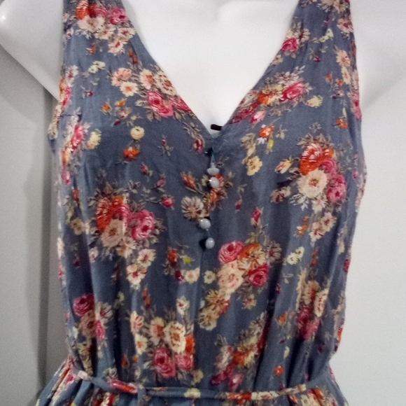 Blue Spring Splatter Floral Print Sleeveless Tank Jumpsuit - Picture 4 of 15